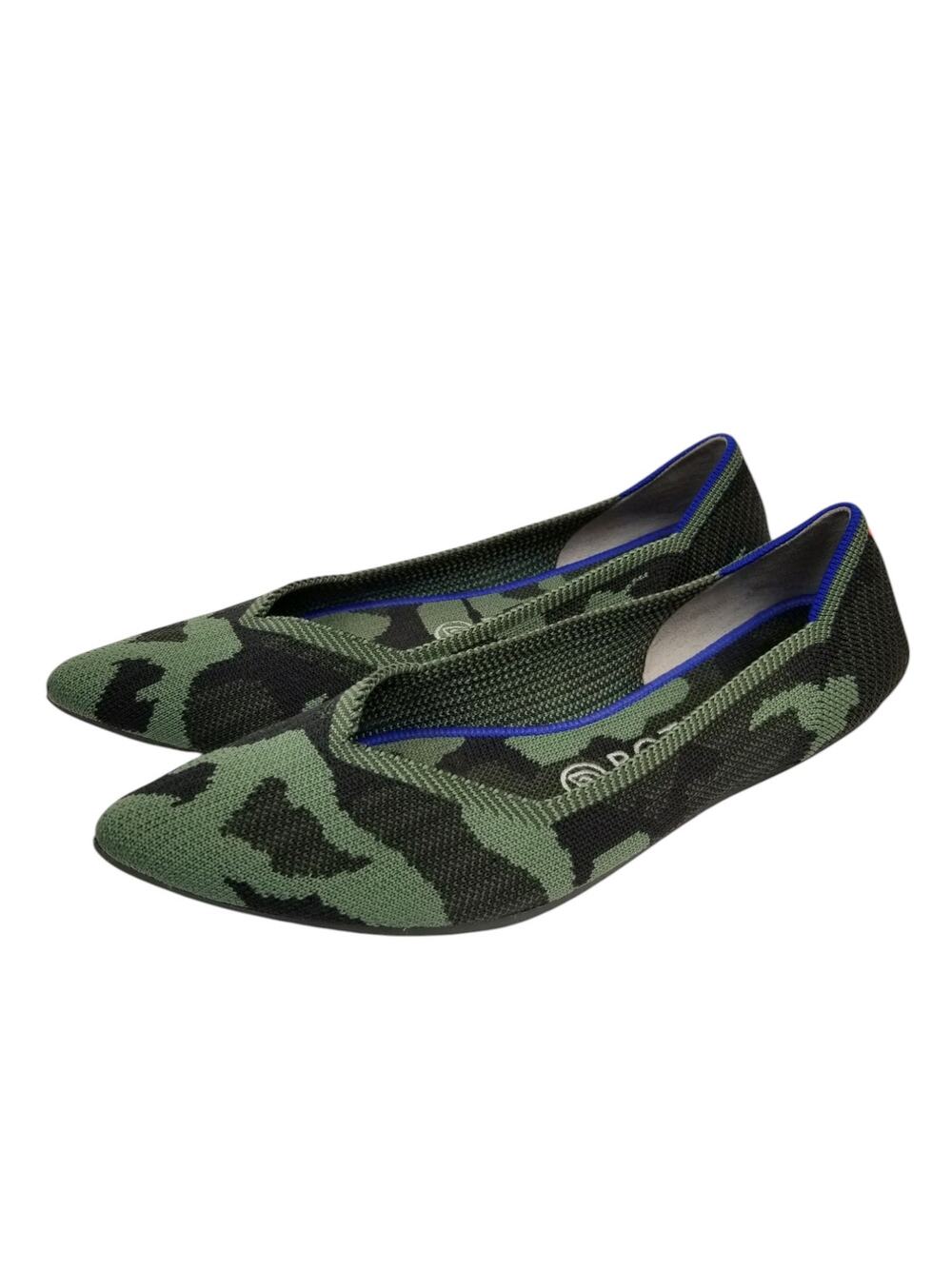 Rothy's The Point Green Camo Pointed Toe Ballet Flats Knit Size 8.5